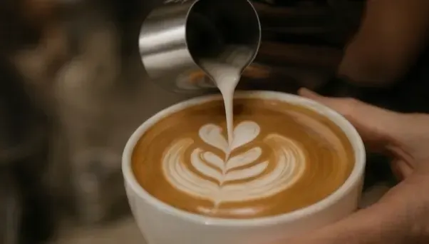 Barista pouring latte art