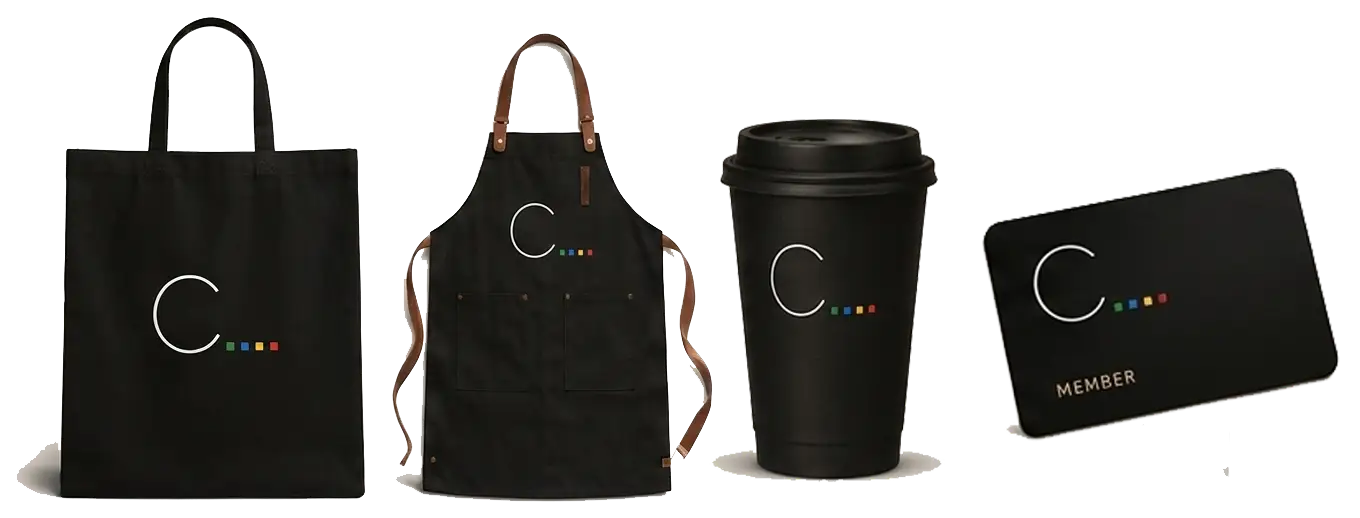 C. tote bag, apron, travel cup and gift card